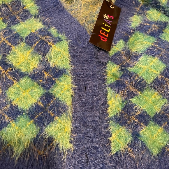 Cropped argyle cardigan. Delia’s. Size large. - Picture 3 of 4